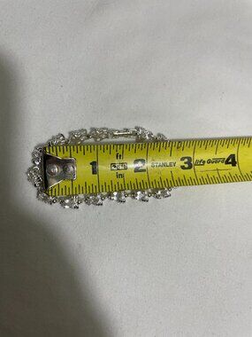 Avon Silver Tone Angel Link Bracelet Clear Faceted Stones Fold Over Clasp